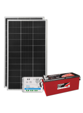 Kit Energia Solar Off Grid s/ Inversor - 320Wp 240Ah / 220Ah 12V Estácionaria (23925)