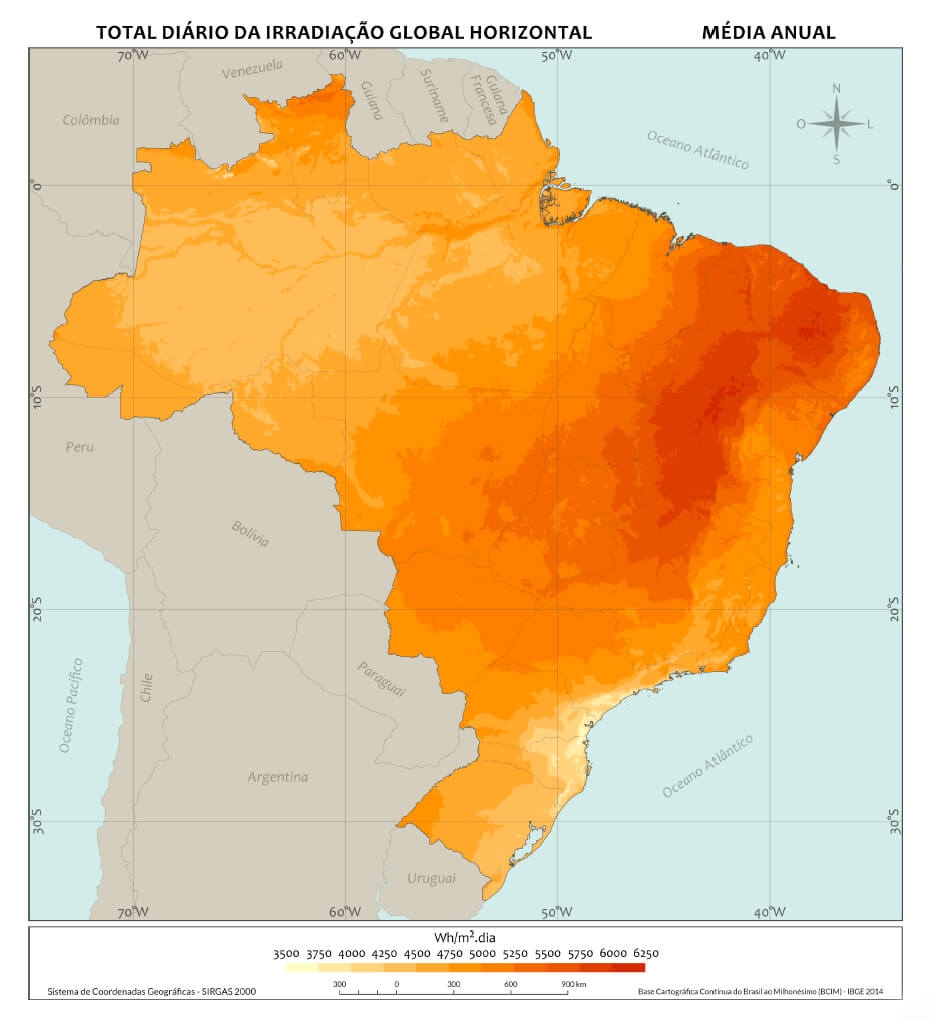 Mapa Energia Solar Brasil