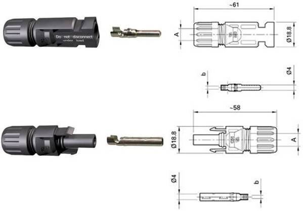 Conector MC4 - Dimensões
